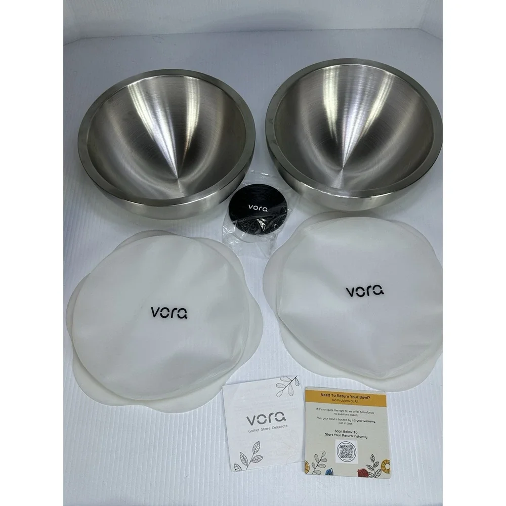Vora Dip Chiller Bowl Lid 2 Pack Stainless Steel Chilled Serving Bowl